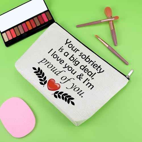 Sobriety Gifts for Women Makeup Bag Recovery Gifts for Women After Surgery Inspirational Cosmetic Bags for Best Friend AA NA Zipper Pouch Sobriety Presents for Coworker Surgery Recovery Get Well Soon