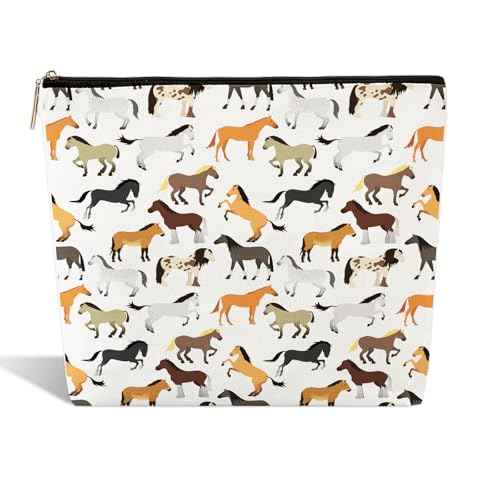 Degpum Horse Makeup Bags for Women,Perfect Cosmetic Bag Just A Girl Who Love Horse For Sisters,Daughters, Friends,Teen Girls & Women. Ideal Gift For Travel, Birthdays, & Christmas,Mothers Day