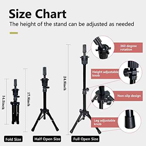 23 Inch Canvas Block Mannequin Head for Wigs Making Display with Wig Caps, T Pins, C Bristle Brush