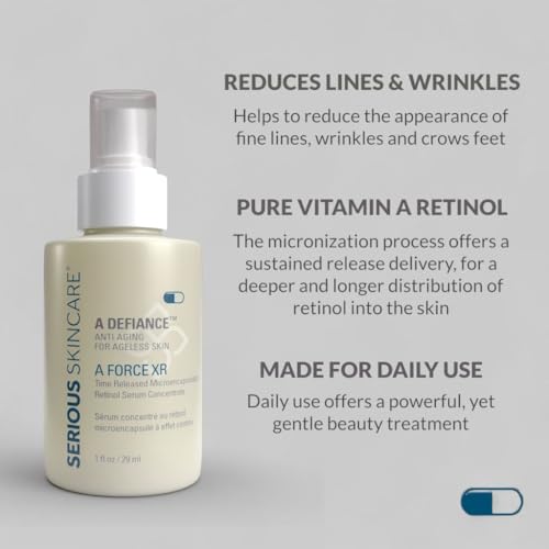 Serious Skincare A Force XR Serum Retinol Concentrate - Vitamin A - Time Released ? Lightweight Anti-Aging & Anti-Wrinkle Facial Treatment ? Green Tea Leaf Extract - 2 oz.