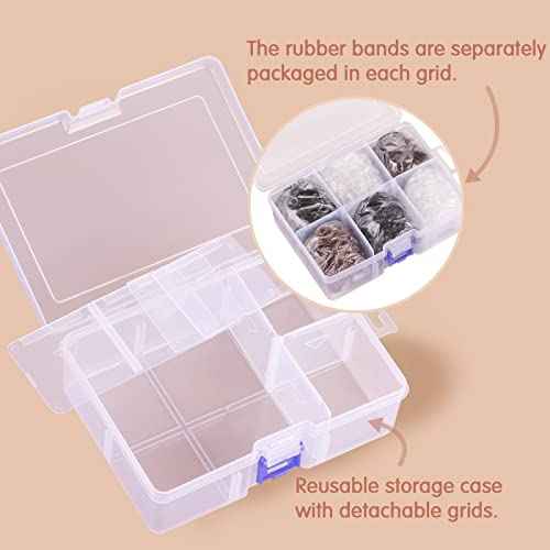 Funtopia Mini Hair Ties, 2500Pcs Soft Hair Rubber Bands and Elastics for Girls Women with Organizer Box (Black, Clear, Brown, Dark Brown)