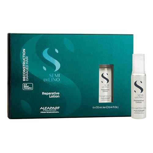 ALFAPARF MILANO Semi di Lino Reconstruction Reparative Lotion Treatment - Hair Repair for Damaged Hair, Adds Shine, Softness and Body - Thermal Protection - Anti Hair Breakage (6 Vials/2.64 oz)