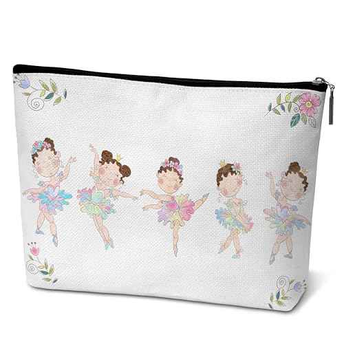 Ballet Dance Makeup Bag, Ballerina Dance Recital Gifts For Girls, Travel Cosmetic Bag, Thank You Birthday Graduation Gifts for Dance Mom Teacher A01