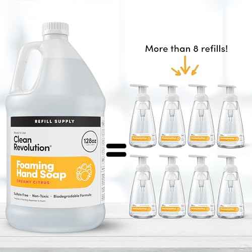 Clean Revolution Foaming Hand Soap Refill Supply Container, Ready to Use Formula, Dreamy Citrus Fragrance, Gluten Free, 128 Fl. Oz