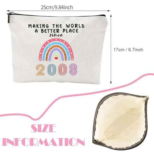 Rainbow Cosmetic Bag Number Makeup Bag Inspirational Multi-Function Canvas Boho Travel Pouch Gift for Mother's Day, Teacher's Day, Thanksgiving, Birthday (Number 2008)