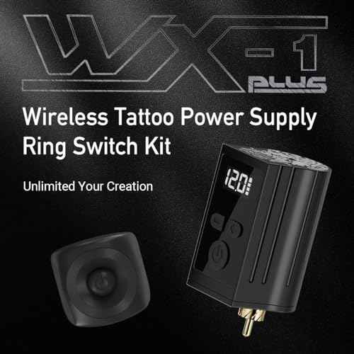 Neebol Tattoo Battery Power Supply, 1450mAh Lithium Battery Pack with Display, Ring Switch Design, RCA, Rechargeable Cordless Battery for Tattoo Pen, Rotary Wireless Tattoo Machine Accessories