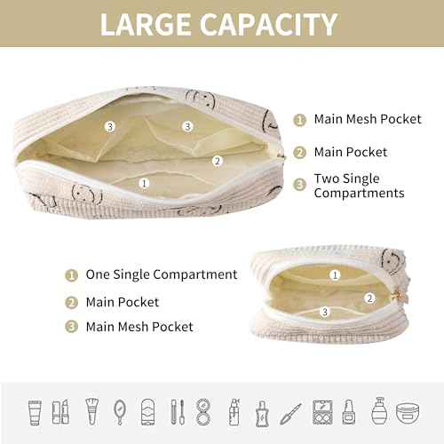 Makeup Bag Purse Cosmetics Bags Corduroy Cute Cosmetic Pouch Handbags Purses Makeup Organizer Storage for Women (2 Pack Black)