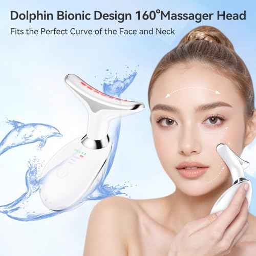 Neck Massager, 7-in-1 Multifunctional Facial Massager, Face Sculpting Tool for Skin Care, At-Home Face Tool with Vibration and Thermal, White