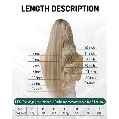 RUNATURE Weft Hair Extensions Human Hair Blonde Sew in Hair Extensions Real Human Hair, Straight Natural Remy Hair Weft Extensions, 18 Inch 100g #18P60 Ash Blonde Highlight Platinum Blonde