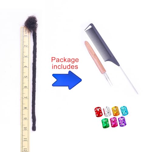 100% Real Human Hair Dreadlock Extensions, ADIASAI 0.8cm Thickness 10 Inch 60 Strands Can Be Dyed and Bleached Full Hand-made Loc Extensions for Men Women Kids 100% Unprocessed Natural Black