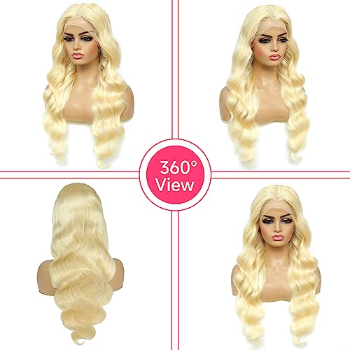 613 Lace Front Wig Human Hair 13x6 Transparent Lace, 613 Body Wave Lace Front Wig Human Hair, 200% Density Lace Front Wigs Pre Plucked with Natural Hairline (26 Inch)