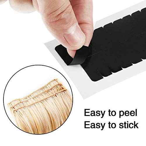 Blulu 360 Pcs Black Hair Extension Tape Tabs Bulk Double Sided Strong Adhesive Hair Tape in Extension Replacement Wig Strip Waterproof Beauty Tool for Lace Wigs Toupee Hairpiece Supplies