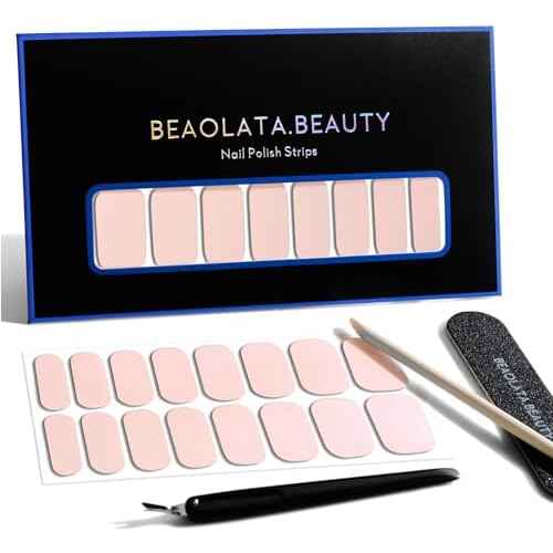 Nail Polish Strips, 32PCS Salon Quality Wraps, Long Lasting Gel Nail Stickers for Women Easy Apply& Remove (Sweet Pink)