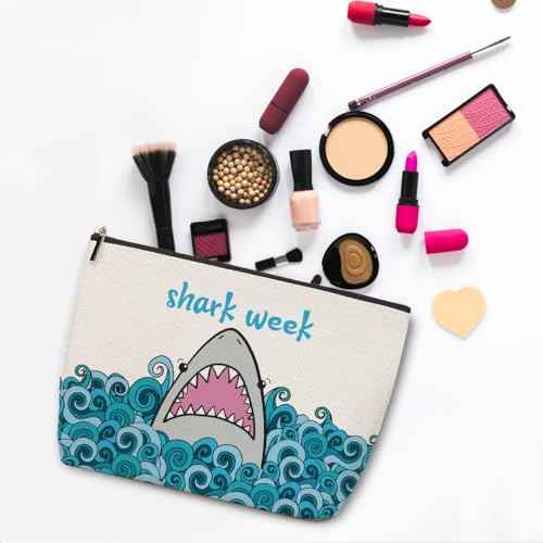 ZHAMEN Makeup Bag, Funny Shark Design, Large Capacity, Waterproof, Multipurpose for Women, Girls, Animal Lovers, Graduation, Friendship, Birthday, Christmas