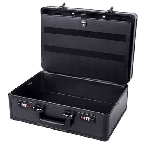 Portable Barber Case Traveling Hair Stylist Box for Clippers and Supplies Professional Barber Case with Code Lock Double Layer Travel Hair Stylist Tools Storage (Black)