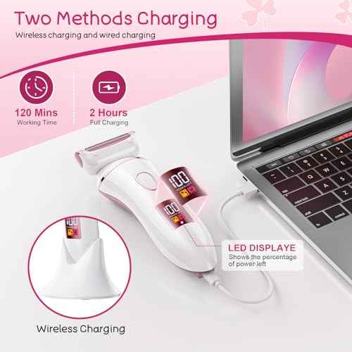 2-in-1 Bikini Trimmer for Women, Gifts for Women, Electric Shaver for Womens, Rechargeable Wet Dry Lady Hair Remover,IPX7 Waterproof, Razor for Legs