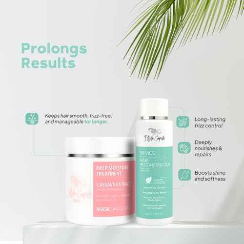 I Belli Capelli Venice Smoothing Keratin Kit, Keratin Hair Treatment Straightening Set- Keratina Para Alisar El Pelo Sin Formol - Paso Unico & Hair Mask for Silky Soft Hair (500g)- (Pack of 2)