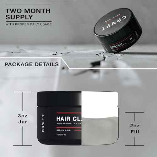 CRVFT Hair Clay 2oz | Medium Hold/Zero Shine Matte Finish | Add Volume & Texture | Ideal for Textured, Short & Medium Styles | Reworkable | [High Density] Clay Base, Stylist Approved [Unscented]