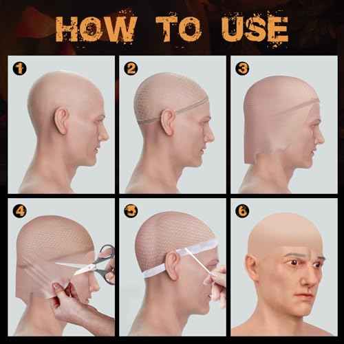 Latex Bald Cap SFX Makeup Kit,Bald Wig Cap with Skin Water-Based Acrylic Adhesive(Bonding Skin Glue) for Men Adult,Bald Caps Perfect for Halloween Costumes, Cosplay, and Theater