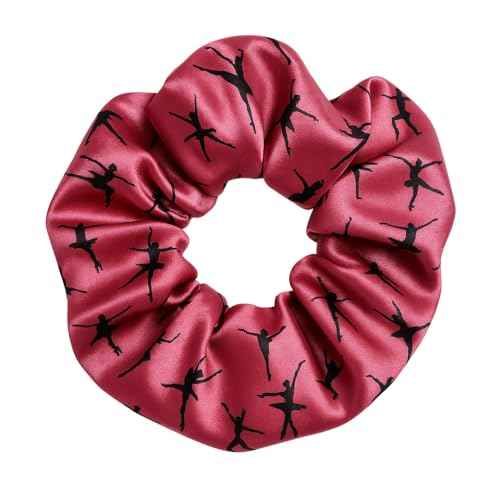 Pink Dance Scrunchie, Girls Hair Accessory with Dancer Silhouette Design, Durable Ballet Elastic Hair Tie, Gift for Recitals & Ballerinas