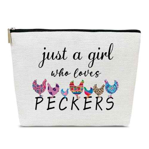 Peckers Makeup Bag, Cosmetic Bag for Purse, Animal Lovers Gifts for Women, Besties, Daughter, Best Friends, Just A Girl Who Loves Peckers