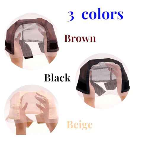 Wig Caps Lace Wig Caps for Women Wig Caps with Grip Band for Keeping Wigs in Place Glueless Wig Grip Cap with 4x5 Transparent Lace Non-Slip Adjustable Elastic Headband (1pcs-brown)