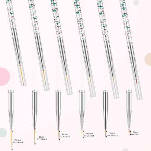 Maitys 6 Pcs Eyeliner Brushes Fine Point Thin Eye Makeup Gel Eyeliner Brush Water Activated Graphic Cosmetic Liner Wands for Eyes Makeup Tools(Bright Style)