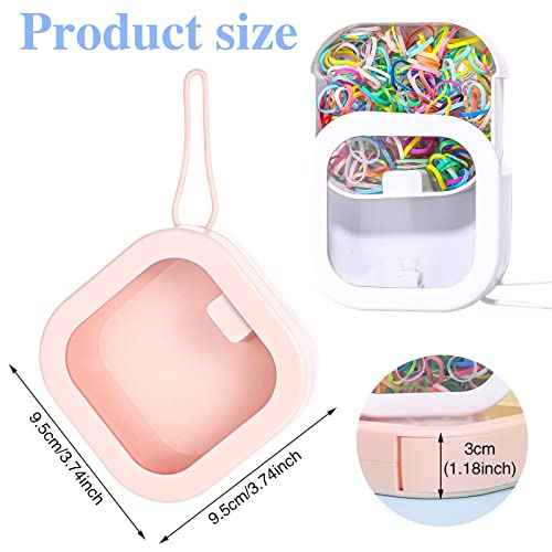 Prudiut) 2pcs Hair Tie Organizer, Hair Tie Holder Clip Organizer Christmas Gifts for Baby Teen Girl Women, Portable Hanging Small Items Desktop Travel Storage Box(Pink and White)