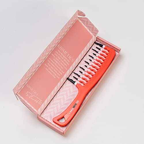 Big Hair Tools Extra Large Wide Tooth Comb for Thick, Curly, Wavy or Long Hair - Frizz-Free Detangling Shower Comb - Orange