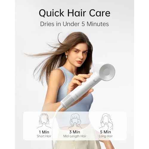 Laifen SE Lite Hair Dryer, Negative Ionic Blow Dryer with 100,000 RPM Brushless Motor for Fast Drying, High-Speed Low Noise Thermo-Control Hairdryer with Lightweight Design for Home/Portable Travel