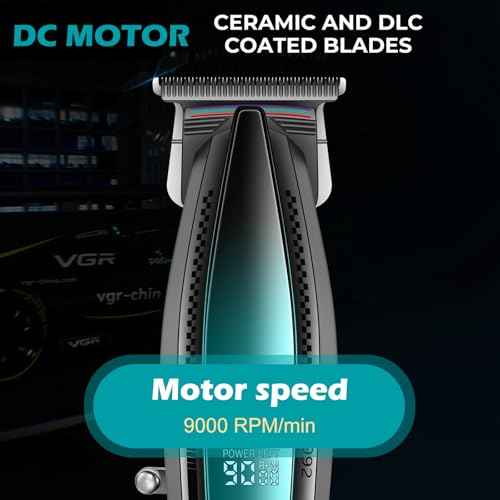 VGR 992 Professional Hair Trimmer for Men Versatile Cordless Zero Gapped Line Up Clipper for Beard Hair T Blade Barber Trimmer Metal Body 9000 RPM Rechargeable 240-Minute Run Time