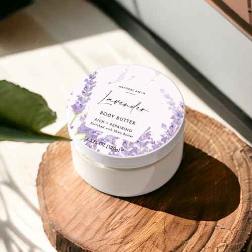Natural Amor Lavender Spa Gifts for Women,7pcs Self Care Box Including Soap Bar, Candle, Bath Butter
