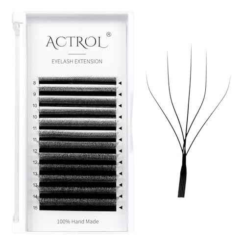 W Lash Extensions 5D Volume 0.07D Curl 8-15mm Mix Easy Fan W-shaped Eyelash Premades Cluster Black YY Lash