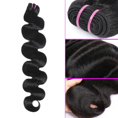 15A Raw Human Hair Bundles Body Wave Human Hair,Triple Lifespan Indian Virgin Hair,No Tangle Shedding,Multiple Washes Keep Texture Silky Soft (1 Bundle Natural Color, 26 Inch)