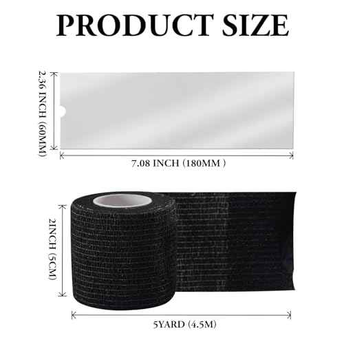 INKin Large Tattoo Machine Covers Black with Self Adhesive Tape, Tattoo Gun Wrap 200Pcs Tattoo Pen Covers with 12Pcs Rolls Tattoo Grip Tape Wrap Cover for Tattoo Supplies And Equipment