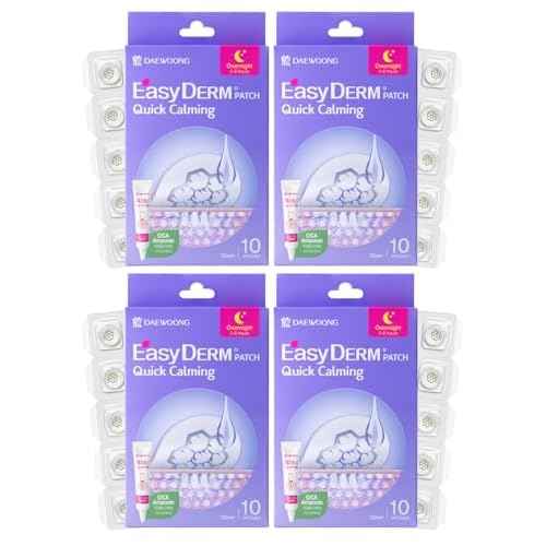 EasyDerm Quick Calming Magnesium Patches ? 40 Patches (4 Pack), Hydrocolloid Acne Spot Treatment with Tea Tree & Cica, Bulk Value Pack for Acne-Prone Skin, Ideal for Home Skincare