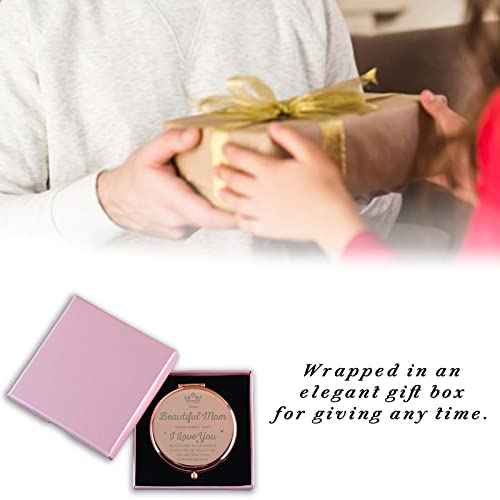 Mom Birthday Gifts from Daughter Son Rose Gold Compact Cute for Purse Travel Folding Hand Mirror Mothers Day Thanksgiving Christmas Day Wedding Gifts Retirement