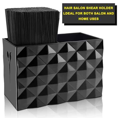 NICEMOVIC Barber Scissors Holder Box, Barber Accessories Barber Supplies, Professional Salon Hairdressing Scissors Rack Holder Storage Organizer for Hairstyling Combs Clips Brushes (Black)