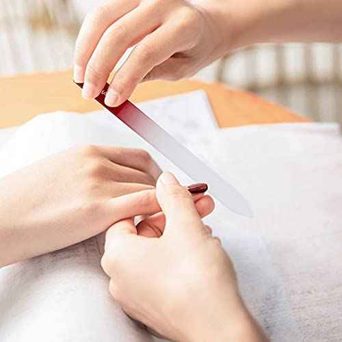 Crystal Glass Nail File with Case Pack 6, Professional Nail Files, Czech Glass Nail File Double Sided Glass Fingernail Files for Natural & Acrylic Nail Care, Nail Tool Home & Saloon Travel Friendly