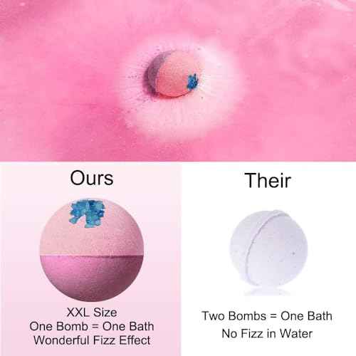 Lagunamoon Bath Bombs Gift Set, 6 Piece XXL Handmade Fizzy Shower Bombs with Essential Oils, Coconut Oil to Moisturize Dry Skin - Relaxing Spa Day for Women, Men, Kids - Birthday, Anniversary