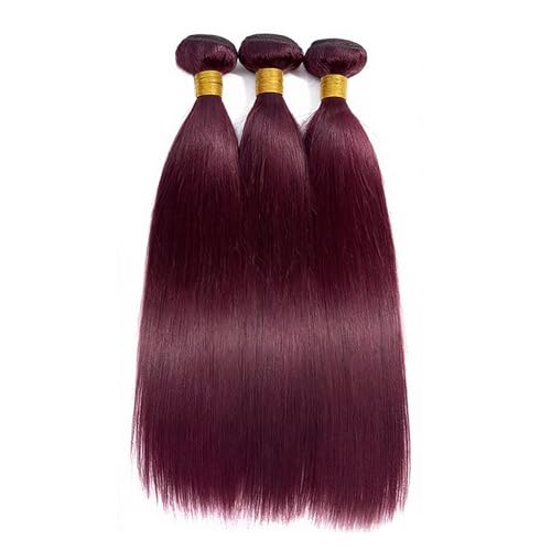 Burgundy 99J Straight Human Hair Bundles 14 16 18 Inch Hair 3 Bundles Color 99J Straight Bundles Unprocessed Brazilian Virgin Hair Weave Extensions For Black Women #99J