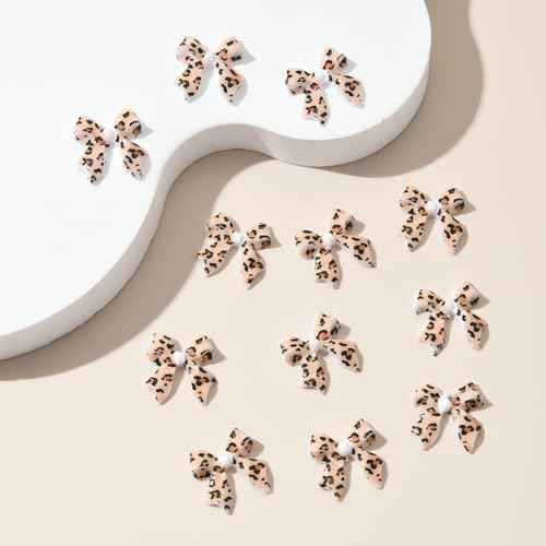 36Pcs Leopard Print Bow Nail Art Charms - Acrylic Rhinestone - Bow Shape - Nail Art Rhinestones