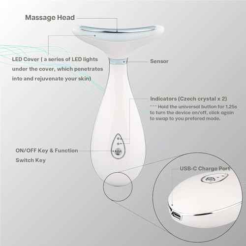 VRAIKO Lily Neck Face Massager, Face Sculpting Tool, Skin Rejuvenation Device with Thermal, Triple Action LED and Vibration, for Anti-Aging, Lifting and Tightening Sagging Skin (Pearl White)