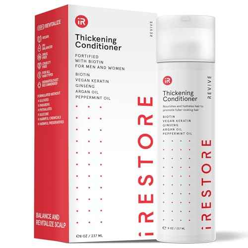 iRESTORE Biotin Hair Conditioner for Damaged Dry Hair - Good for Fine Hair Growth, Volumizing Thickening Conditioner with Ginseng & Argan Oil to Moisturize, Pair With Hair Loss Shampoo