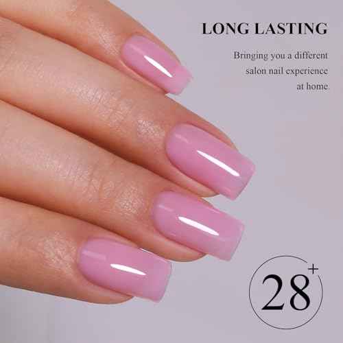 Imtiti Gel Nail Polish, Sheer Jelly Baby Pink Color UV/LED Soak Off Gel Polish for DIY Nail Art Manicure and Pedicure at Home (0.34 Fl Oz-970)