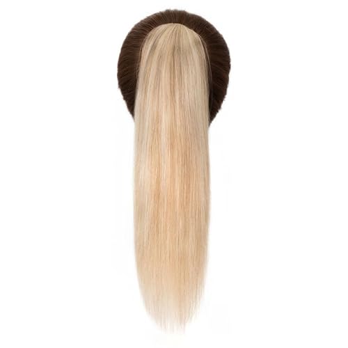 TESS Human Hair Claw Clip Ponytail Extension Real Remy Hair long ponytail extension for Women Straight, 16 Inch, Flax Yellow Mixed Light Gold