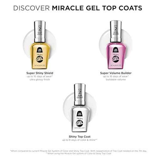 Sally Hansen Miracle Gel¢â, Shiny Top Coat, Long Lasting, Gel-Like Formula, No UV Lamp Needed, Clear Nail Polish