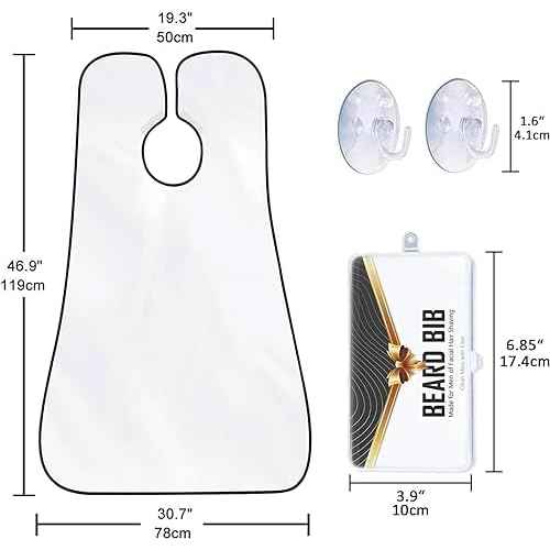 Beard Bib Beard Apron, Beard Hair Catcher for Men Shaving & Trimming Non-Stick Waterproof Beard Cape Grooming Cloth with 3 Suction Cups Birthday Gifts for Men Him Boyfriend