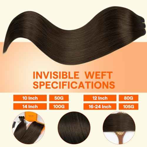 Full Shine Sew In Hair Extensions Real Human Hair 22 Inch Weft Extensions Real Remy Hair Color 2 Dark Brown Double Weft Full Head Straight Hair Weaves 105 Grams Hair Weft Bundles Straight Hair