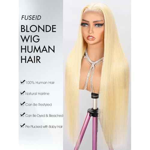 30 Inch 613 Lace Front Wig Human Hair 200% Density Blonde Wig Human Hair 613 Straight 13x4 HD Transparent Lace Front Wigs Human Hair Pre Plucked Glueless human hair wig for Women